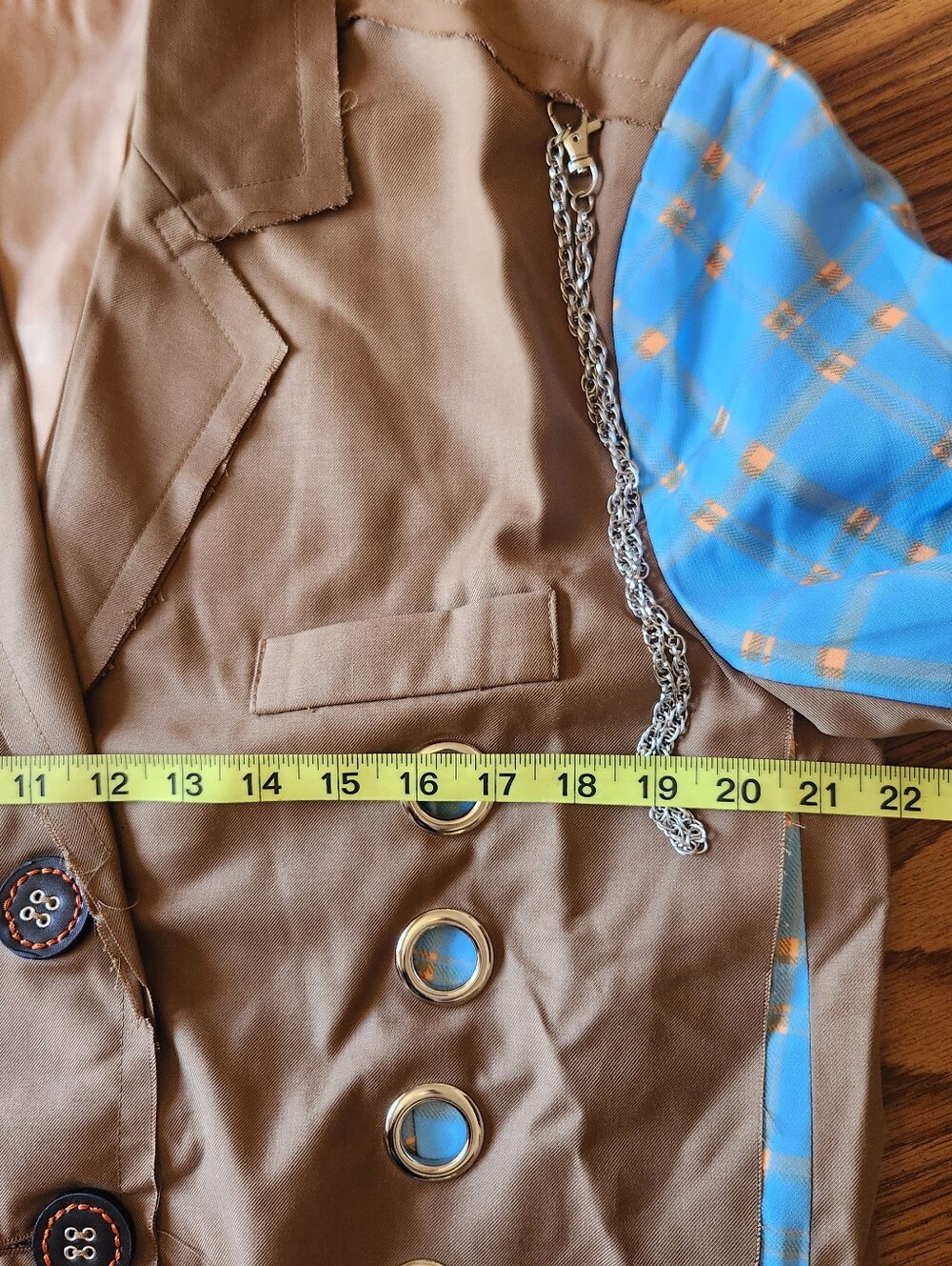 Women’s Chic  Blazer By Innovare Denim Brown & Blue Plaid - Picture 5 of 9